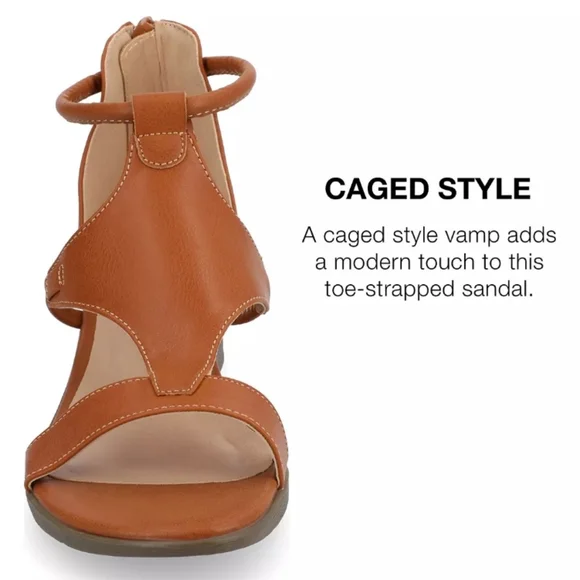 Journee Collection Trayle Wedge Sandal Brown 8.5 - Picture 7 of 12